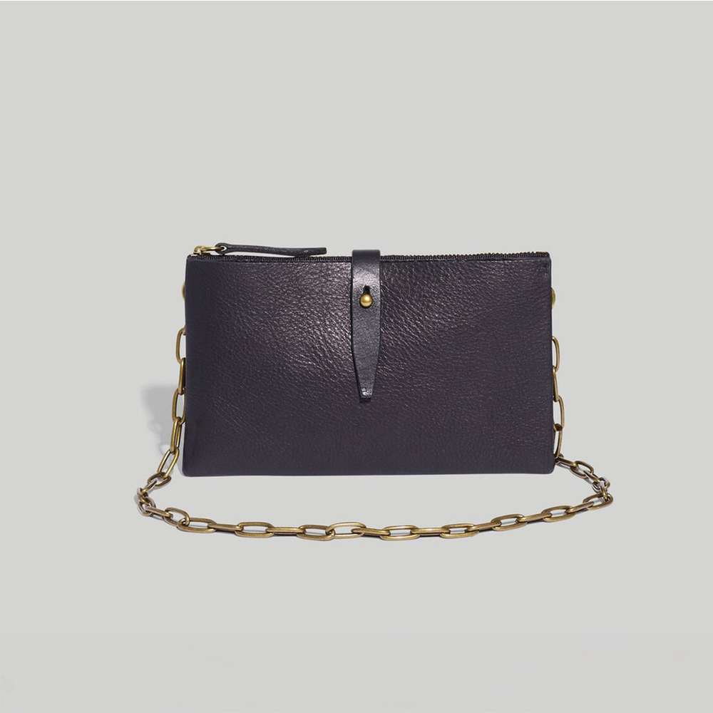 NWT Madewell The Transport Accordion Crossbody True Black Leather Mini Bag